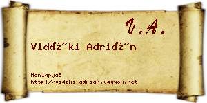 Vidéki Adrián névjegykártya