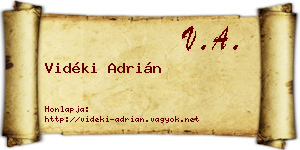 Vidéki Adrián névjegykártya